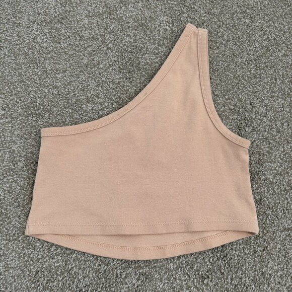 Zara One Shoulder Strap Rounded Cropped Tank Stretch Top Casual Size Medium - Picture 5 of 5
